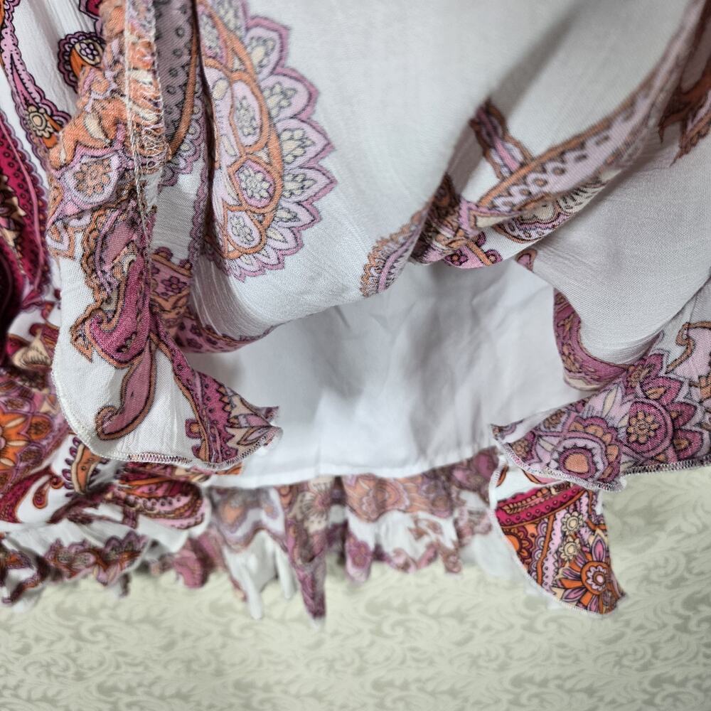 Express Paisley Halter Maxi Dress sz S White Pink Multicolor Tiered Boho NEW - Picture 7 of 16